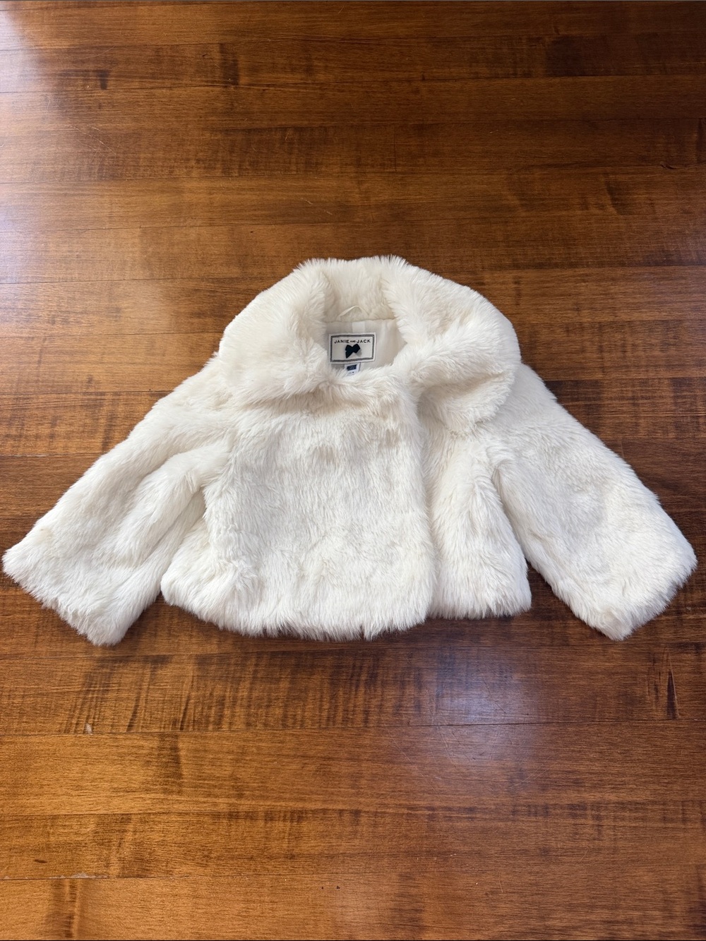 Janie and Jack Cream Faux Fur Cropped Coat